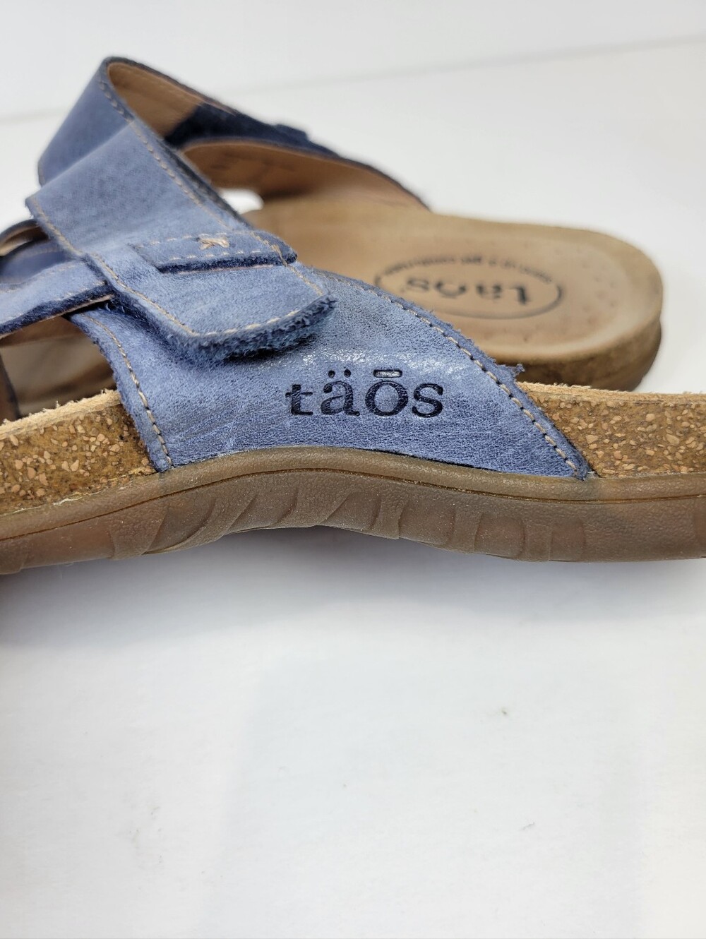 Taos Perfect Blue Slip-on Strappy Leather Sandal Comfort Outdoor Boho Casual - Picture 4 of 9